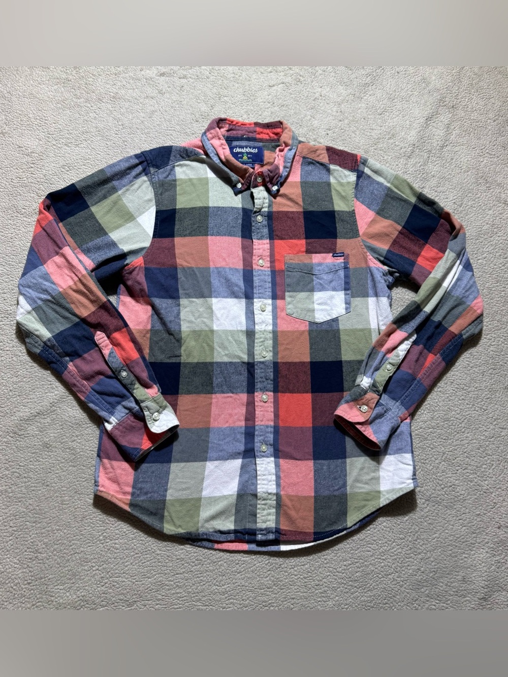 Chubbies Flannel Mens Large Plaid The Wood You‎ Could You Button-Up Collared Top